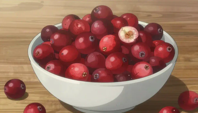 Visual representation of "cranberry" - A small, red fruit that is sour and is often used to make juice or sauce.