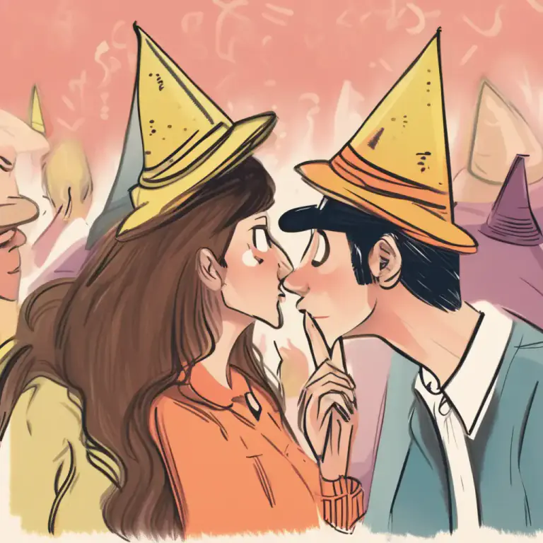 Visual representation of "keep something under your hat" - To keep a secret and not tell anyone about it