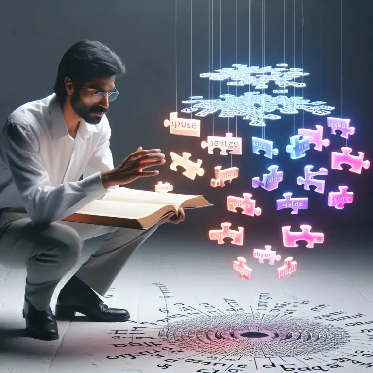Visual representation of "construe" - To analyze the arrangement and connection of words in a sentence
