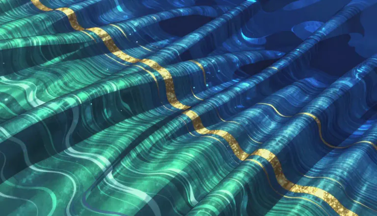 Visual representation of "moire" - A fabric with a wavy pattern, often seen on silk or some other types of cloth.