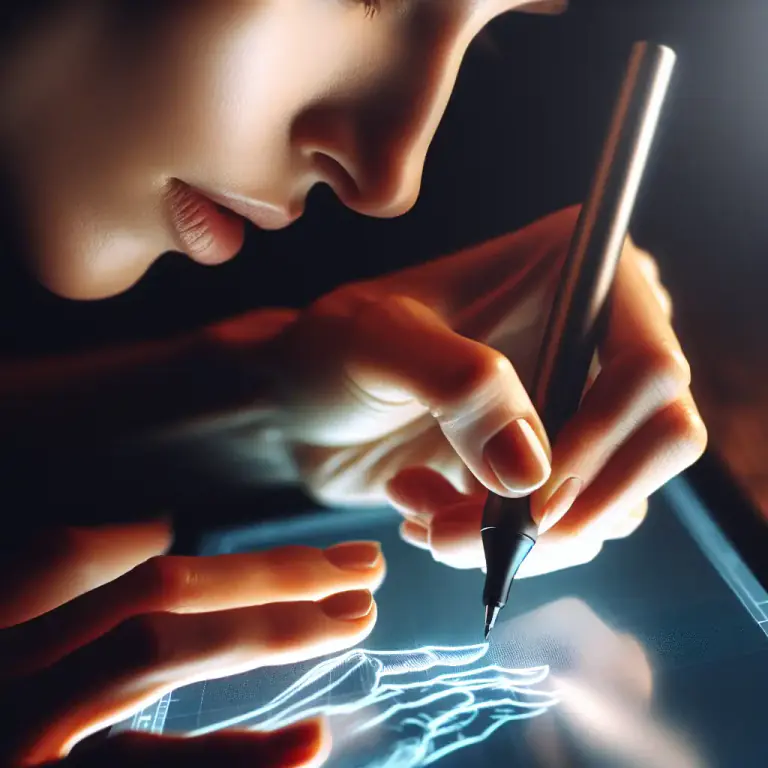 Visual representation of "style" - A tool used for writing or drawing with ink, typically consisting of a metal nib or ball, or a nylon tip, fitted into a metal or plastic holder
