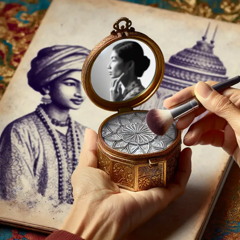 Visual representation of "compact" - A small case containing a mirror and powder make-up.