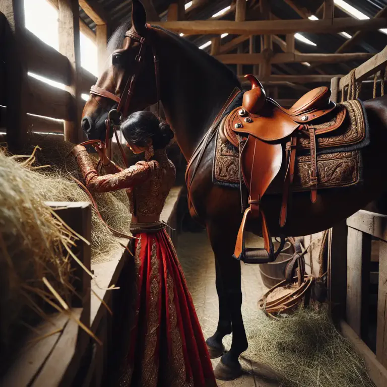 Visual representation of "girth" - A band that is put around the waist of a horse to keep a saddle in place.