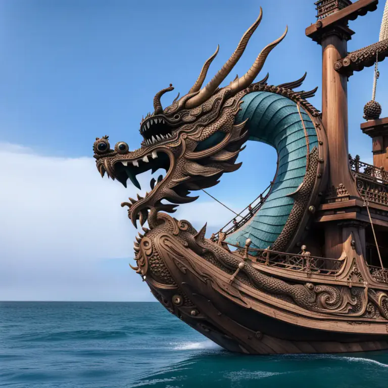 Visual representation of "figurehead" - A carved figure on the prow of a ship