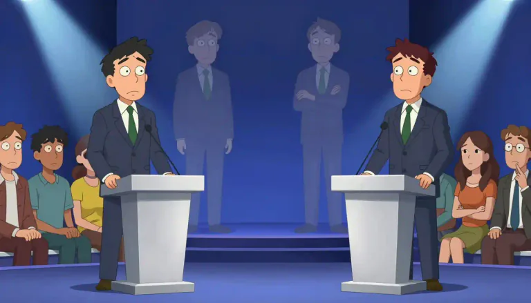 Visual representation of "tergiversate" - To change one's opinion or position frequently, especially in a political context