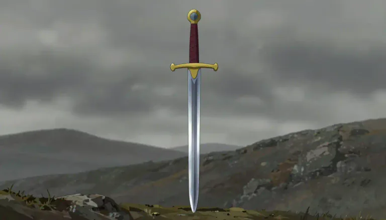 Visual representation of "claymore" - A large, double-edged broadsword, used in the past by Scottish Highlanders.