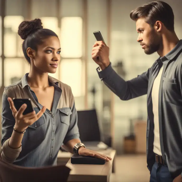 Visual representation of "back off" - To stop intimidating or threatening someone