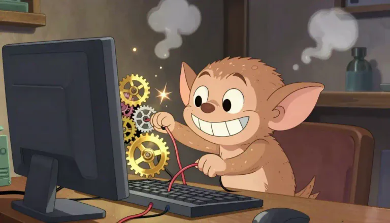 Visual representation of "gremlin" - A gremlin is a small, imaginary creature that is believed to cause problems or damage to machines, often in a humorous way.