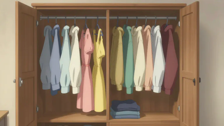 Visual representation of "wardrobe" - A piece of furniture for storing clothes