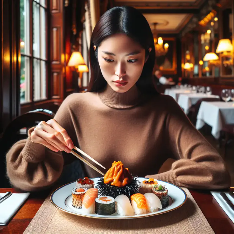 Visual representation of "uni" - A type of sushi that is made with sea urchin