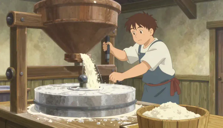 Visual representation of "miller" - A person who operates a machine that grinds grain into flour.