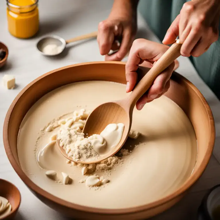 Visual representation of "stir up" - To mix something, especially by moving it around with a spoon or stick.