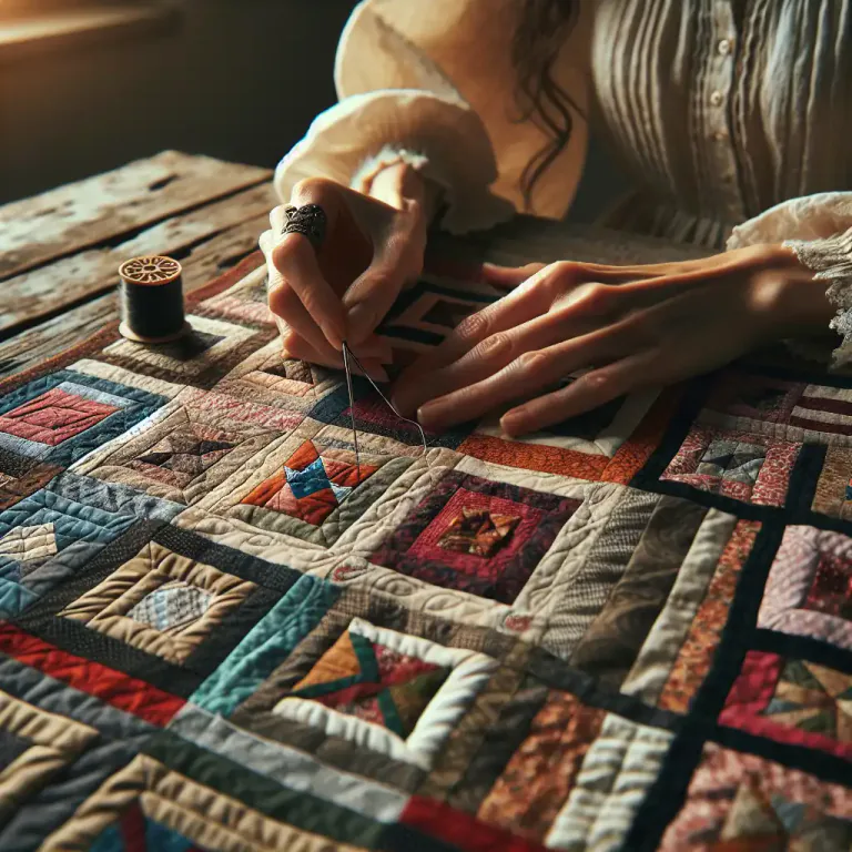 Visual representation of "stitch" - To use a needle and thread to join pieces of cloth together.