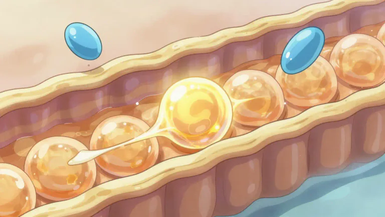 Visual representation of "lipophilic" - Referring to the ability of a substance to dissolve in lipids or fats, often used in a biological or chemical context.
