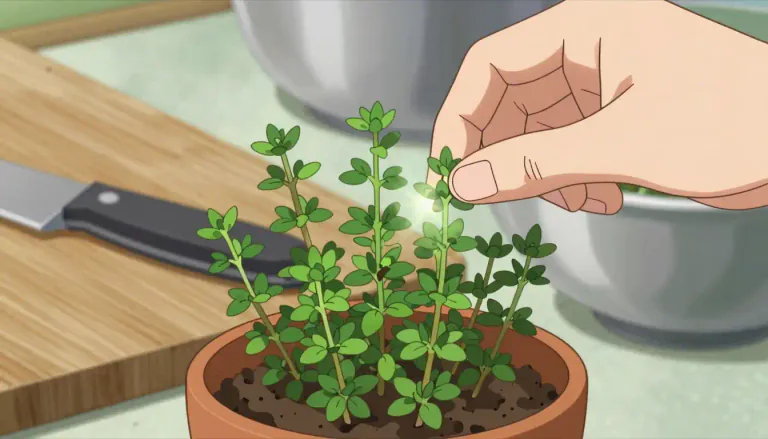 Visual representation of "thyme" - A small plant with sweet-smelling leaves that is used in cooking to add flavor