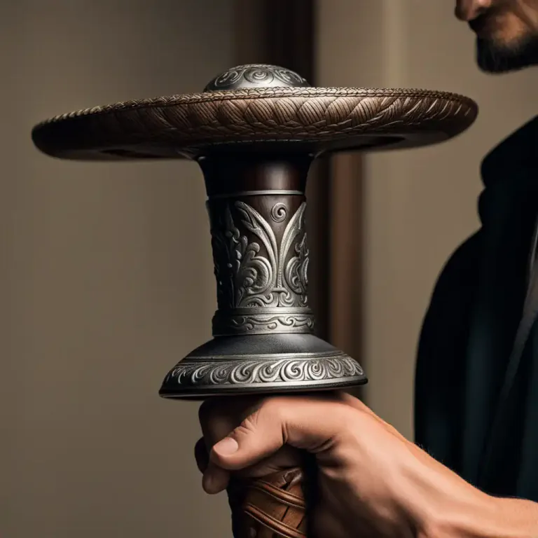 Visual representation of "sombrero" - A rounded knob on the hilt of a sword