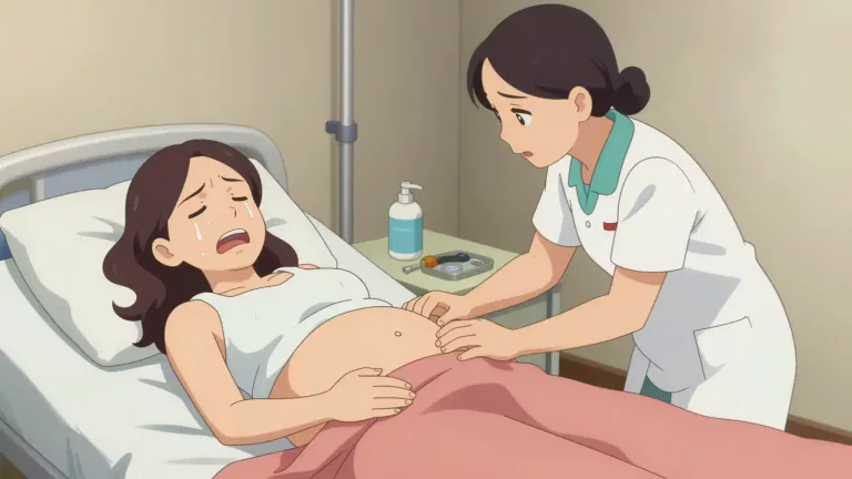 Visual representation of "parturition" - the action of giving birth to young; childbirth