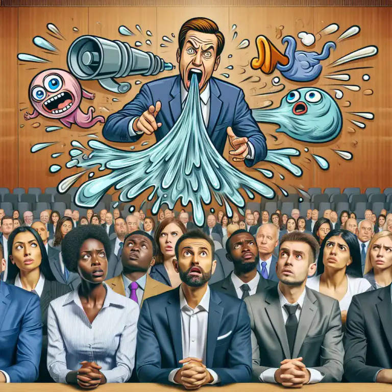 Visual representation of "spout" - A continuous stream of something, usually words or talk