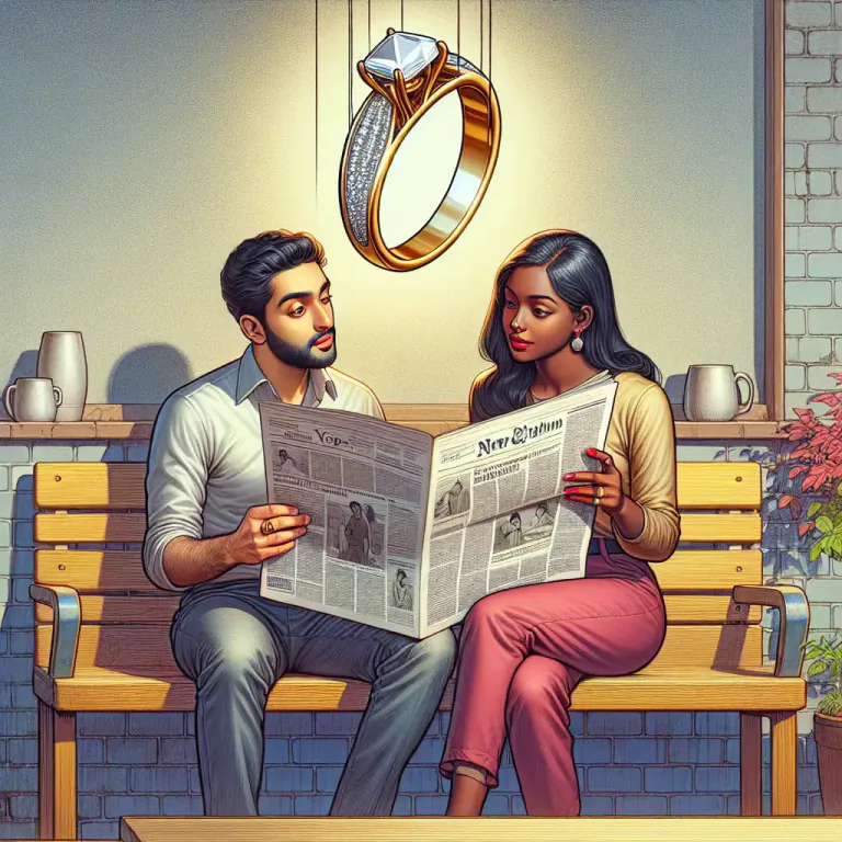 Visual representation of "matrimonial" - A section in a newspaper or a website for personal ads searching for marriage partners.