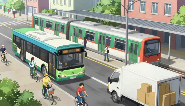 Visual representation of "transportation" - The act of moving people or things from one place to another.
