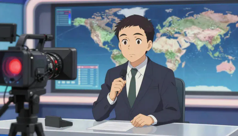 Visual representation of "anchorman" - The main person who presents on a television or radio news program.