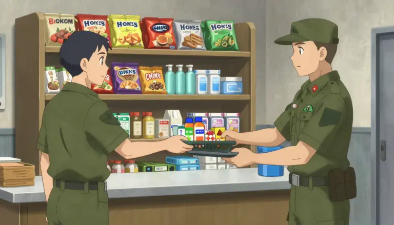 Visual representation of "commissary" - A store in a military camp or a prison where food and other items are sold.