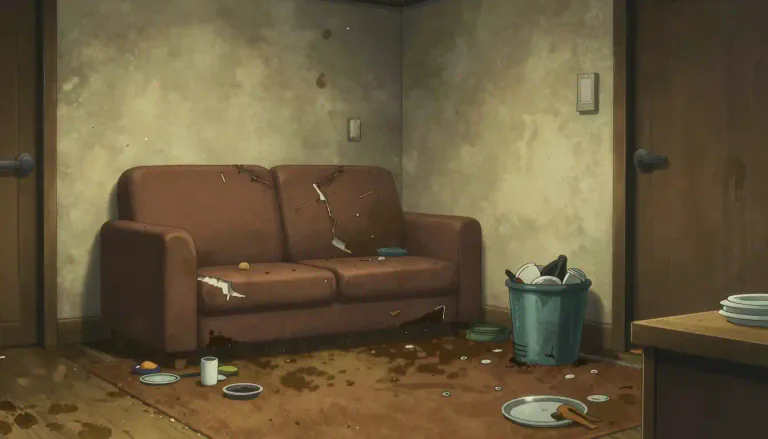 Visual representation of "sordid" - Very dirty and unpleasant