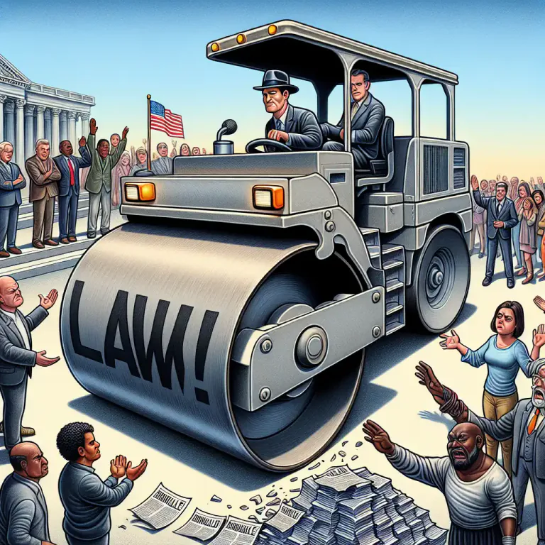 Visual representation of "steamroller" - To push something through quickly and forcefully, ignoring objections
