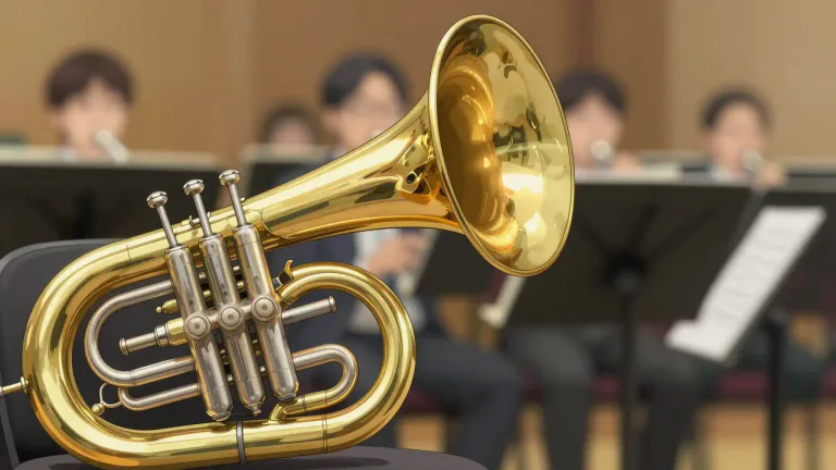 Visual representation of "euphonium" - A brass musical instrument that looks like a small tuba and is often used in bands and orchestras.