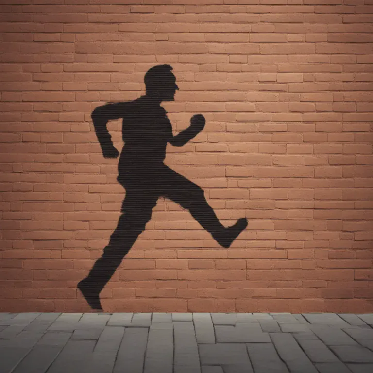 Visual representation of "hit a/the wall" - To get very tired or fail completely during an effort to perform