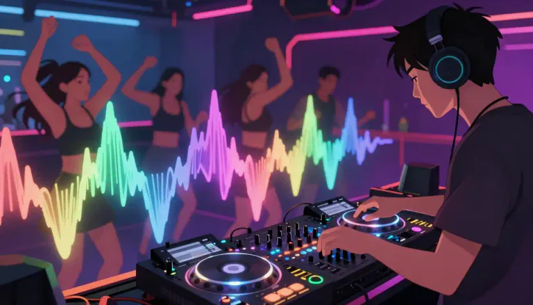 Visual representation of "electro" - A type of dance music that uses electronic instruments and has a strong beat.
