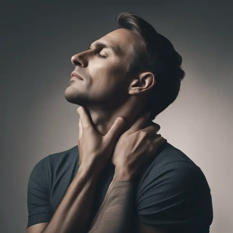 Visual representation of "throat" - The front part of a person's neck, below the chin.