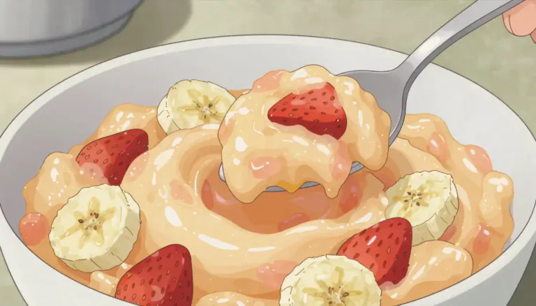 Visual representation of "mush" - A soft and wet substance usually made by cooking.
