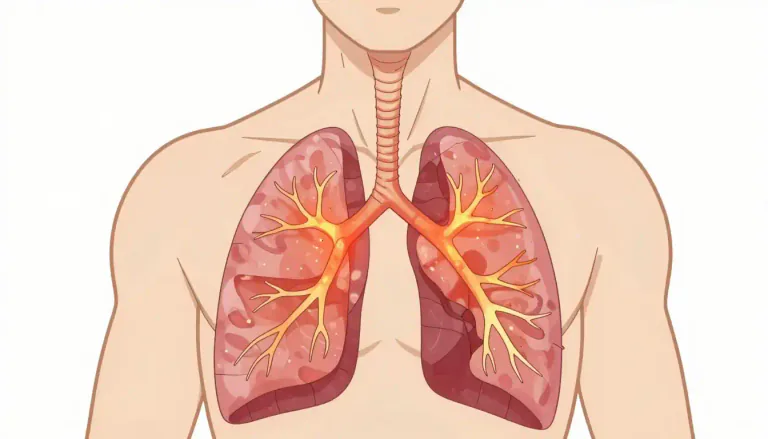 Visual representation of "bronchial" - Related to the bronchi or bronchioles – the tubes carrying air from the throat to the lungs.