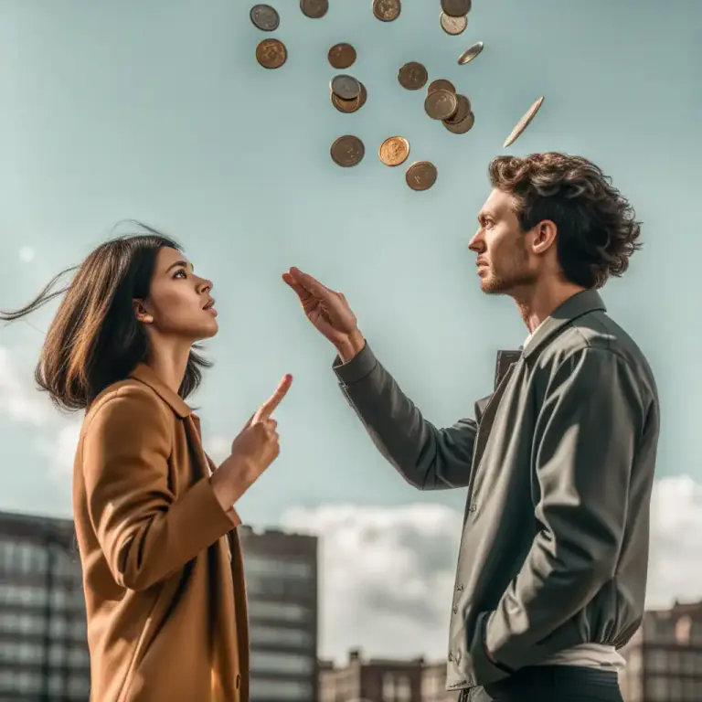 Visual representation of "heads or tails?" - A phrase used to decide something by tossing a coin. The two sides of a coin are referred to as heads and tails.