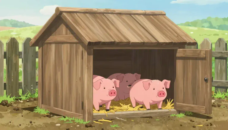 Visual representation of "sty" - A small building where pigs live