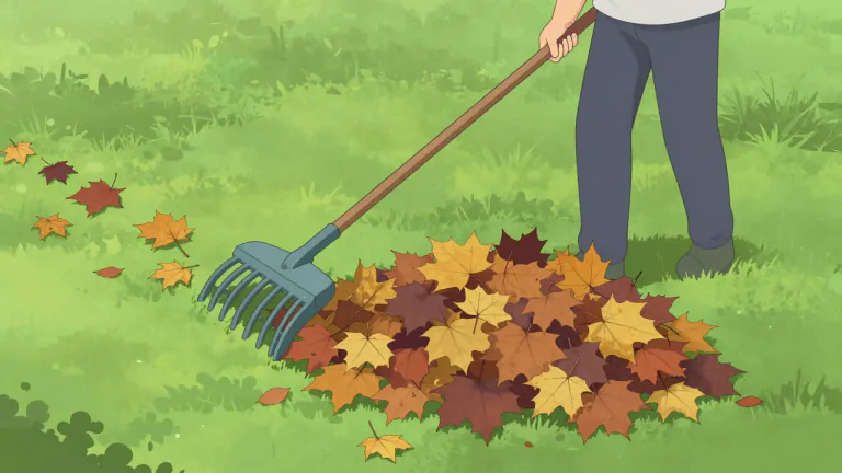 Visual representation of "rake" - To gather, pull, or move with a rake or similar implement
