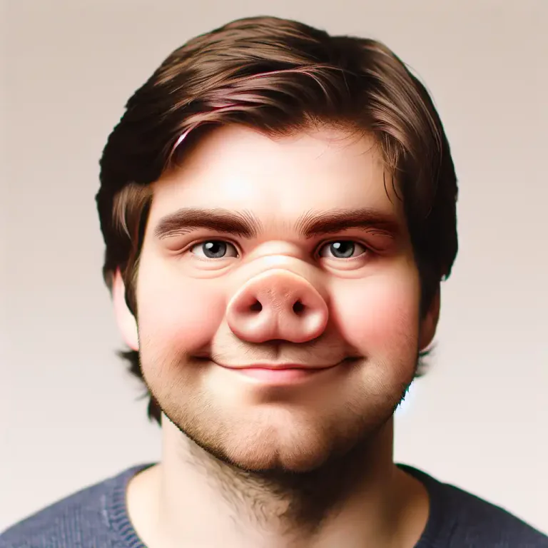 Visual representation of "porcine" - Looking or acting like a pig.