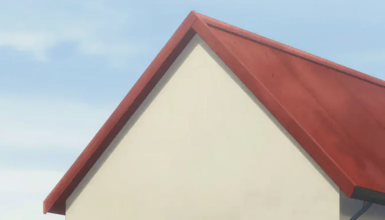 Visual representation of "gable" - The part of the wall that encloses the end of a pitched roof from the ridge to the eaves.