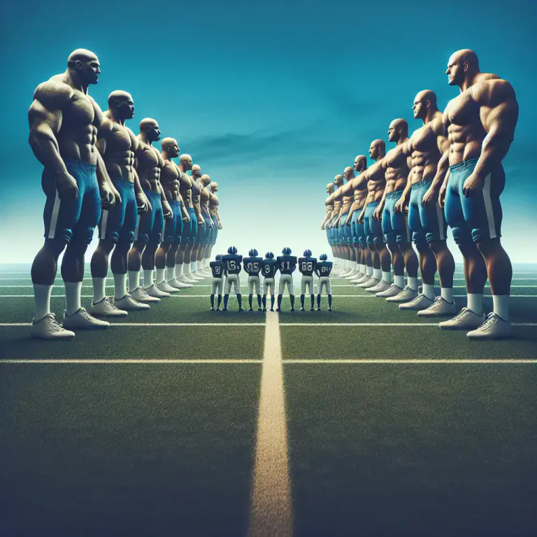 Visual representation of "mismatch" - A sports game or situation where one side is stronger or weaker than the other.