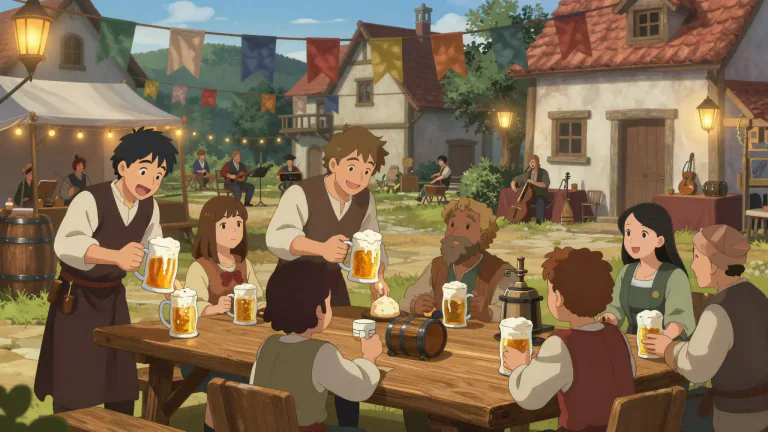Visual representation of "ale" - In history, a festival or gathering where ale was served.