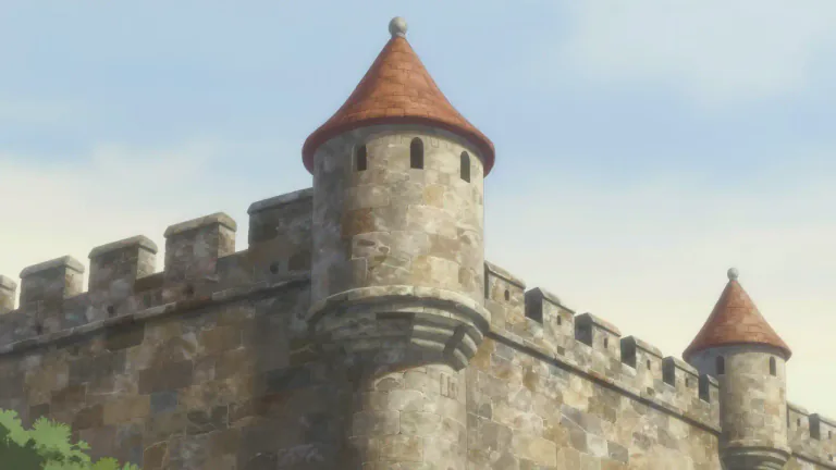 Visual representation of "turret" - A small tower on top of a larger tower or at the corner of a building or wall, typically of a castle.