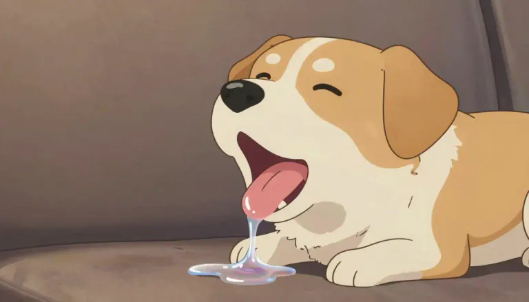 Visual representation of "slobber" - To drool or let saliva flow out from the mouth