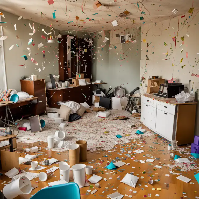 Visual representation of "deranged" - Disorganized and messy