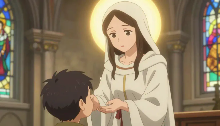 Visual representation of "saint" - A person who is recognized as holy or virtuous, often after death, especially in Christianity