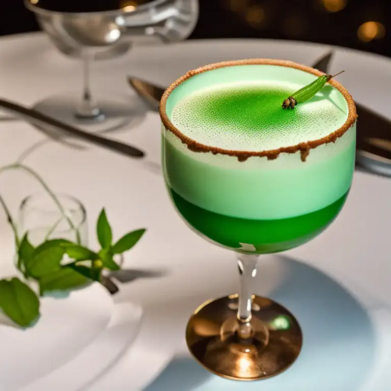 Visual representation of "grasshopper" - A cocktail made with cream, crème de menthe, and crème de cacao.