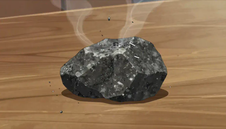 Visual representation of "lodestone" - A naturally magnetized piece of the mineral magnetite.
