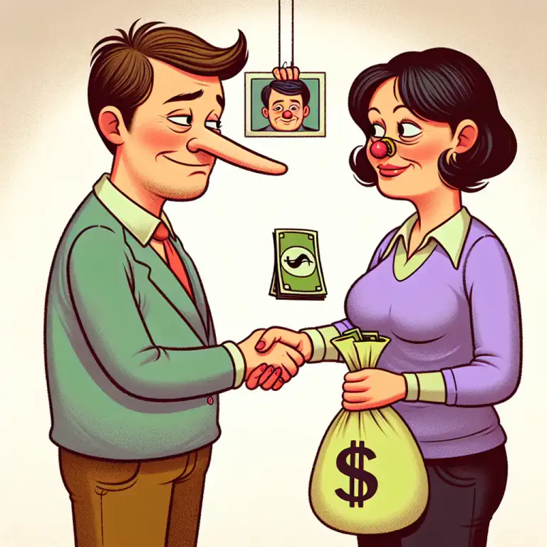 Visual representation of "schmuck" - Someone easily cheated or deceived.