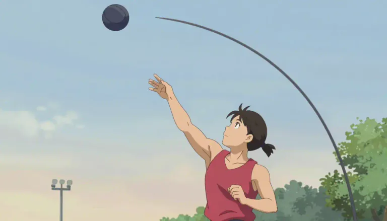 Visual representation of "lob" - To throw or hit in a high arc.