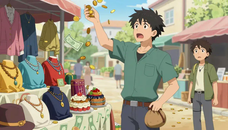 Visual representation of "spendthrift" - A person who often spends a lot of money carelessly